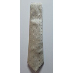 Reaction Kenneth Cole Mens Tie Beige Gold Circle Pattern Formal Necktie